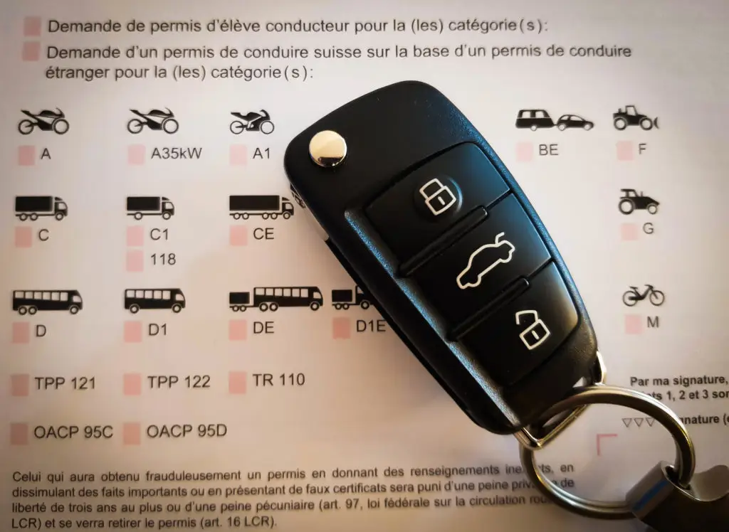 Articles 15 demande de permis d'élève et clé de voiture